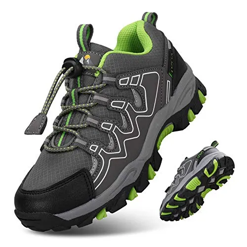 UOVO Turnschuhe Jungen Wanderschuhe Sneakers Kinder Trekking Schuhe Outdoor Sportschuhe Laufschuhe Grau 33