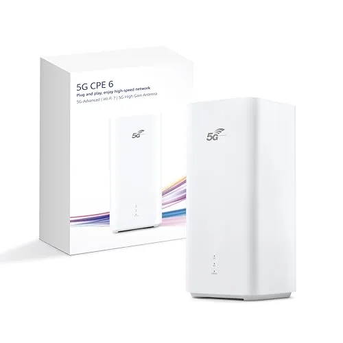 5G CPE 6, H165, bahnbrechender 5G-A SIM-Router, DL 11,7 Gbps/Wi-Fi 7 BE3600, 2,5 GE LAN/WAN-Port, 12dBi Hochleistungsantenne für zusätzliche Reichweite, 30 Monate Garantie