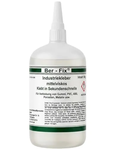 Ber-Fix Industriekleber mittelviskos (100 mPas) 500g leicht dickflüssig universell einsetzbar für Industrie und Heimwerker extra stark und vielseitig für Kunststoff Metall Holz PVC Gummi Keramik