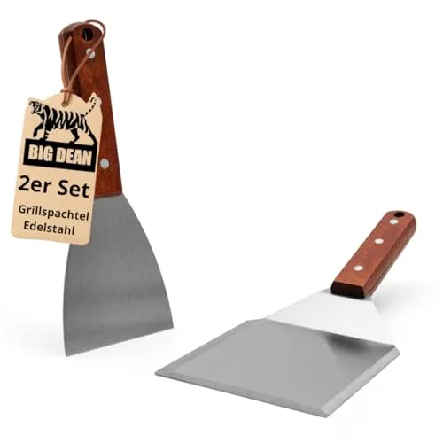 BigDean 2er Set Grillspachtel Plancha Spachtel Grillspachtel Edelstahl Plancha Zubehör Grillspachtel Set aus Edelstahl Plancha Spachtel Set für Smash Burger Steaks Gemüse