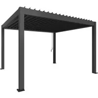 Biohort Pergola 4 x 3,5 - Dunkelgrau-Metallic - Pavillon aus witterungsbeständigem Stahl mit verstellbarem Lamellendach für individuellen Schattenwurf und optimalen Komfort. 20 Jahre Garantie und hochwertige Verarbeitung Made in Austria.