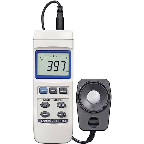 VOLTCRAFT LX-1108 Luxmeter 0 - 400000 lx - Lichttechnik - Präzises Luxmeter mit einer Genauigkeit von ±3 % für verschiedene Lichtquellen, ideal zur einfachen Erfassung der Beleuchtungsstärke.