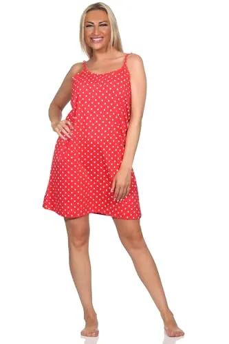 Normann Damen Spaghetti Nachthemd in Pink mit Tupfen von Normann