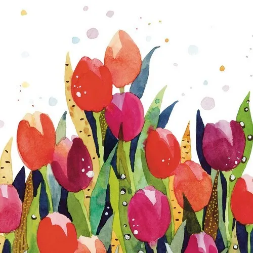 Servietten Tulip Splash Tulpen bunte Malerei Blumen Frühling Garten 33x33cm 20