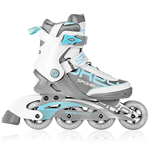 Spokey Prime PRO Inline Skates für Erwachsene - Rollschuhe mit Aluminium-Schiene und ABEC-9 Kugellagern für hohe Geschwindigkeit und Langlebigkeit. Ideal für Anfänger und Fortgeschrittene bis 100 kg, mit anatomischer Innensohle für maximalen Komfort.