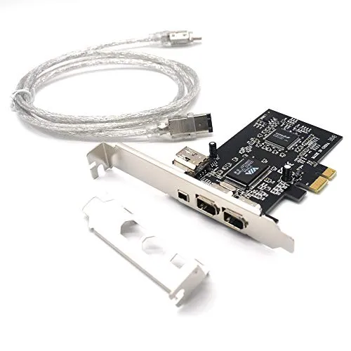 Pardarsey PCIe 3 Ports 1394A Firewire Erweiterungskarte, PCI Express (1x) auf Externe IEEE 1394 Adapter Controller (2 x 6 Pin + 1 x 4 Pin) mit Low-Profile-Halterung für Desktop-PC und DV-Anschluss