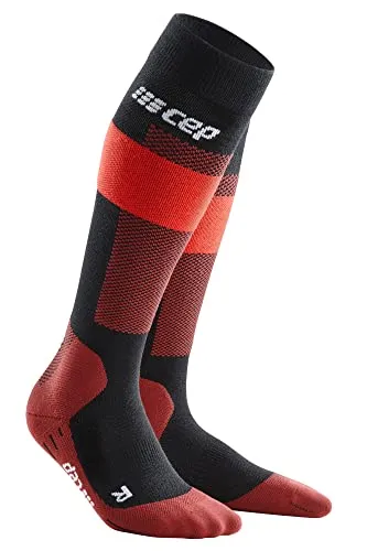 CEP Merino TallV2 Damen Skisocken - Rot - Sportsocken aus Merinowolle, bieten optimale Wärme und Komfort für Skifahrerinnen, ideal für kalte Tage auf der Piste.