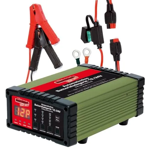 Dino KRAFTPAKET 25a/12a/6a/2a-12V/24V regelbares intelligentes und automatisches Batterieladegerät | KFZ-Ladegerät für Blei-Säure, Gel, EFB, Cal, AGM-Batterie | LKW Auto, HEAVY-DUTY