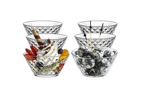 LAV Schale Artemis Glasschalen - 330 ml (11 1/4 oz), 6er Set, Glas, (6er-Set, 6-tlg), ideal für Desserts, Snacks, Dips, Diamantschliff,spülmaschinengeeignet