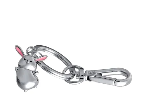 TROIKA Schlüsselanhänger Hase TINY RABBIT Taschenanhänger Hase aus Metall mit Karabiner kleiner Hase aus Metallguss verchromt in silberfarben als Geschenk zu Ostern für Hasenliebhaber