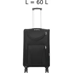 Rollkoffer Maribor schwarz - 68 cm, 60 L Trolley - Leichter und strapazierfähiger Koffer aus Nylongewebe mit 4 Rollen. Ideal für Flugreisen, bietet viel Platz und ist perfekt als Handgepäck geeignet. Maße: 68 cm x 41 cm x 32 cm, Gewicht: 3,40 kg.