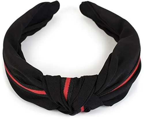styleBREAKER Damen Haarreif mit Knoten und Zierstreifen, Retro Style Haarband, Headband 04026018, Farbe:Schwarz