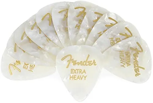 Fender 351 Shape Premium Picks, extra schwer, White Moto, 12 Stück