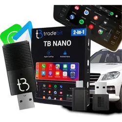 TRADEBIT TB NANO Wireless MINI Adapter für CarPlay / Android Auto - USB-A & Type-C Dongle, kompatibel mit 98 % Autos, ästhetisches Design