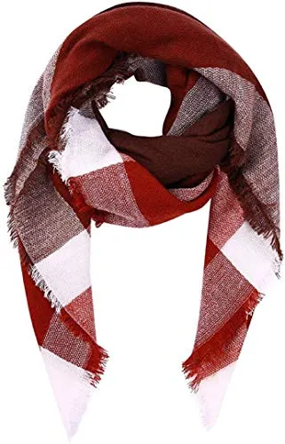 Boolavard Plaid Cashmere Feel Klassischer Weicher Luxuriöser Winterschal für Männer und Frauen (Burgund)