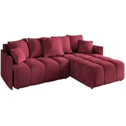 Altdecor Ecksofa Bordeaux, 3-Sitzer mit Schlaffunktion in rot von ALTDECOR