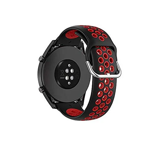 Bemodst Universal 22mm Uhrenarmband, Silikon Luftlöcher Uhrenarmbänder Ersatz Uhrband Fitness Armband Sport Wechselarmbänder für Polar Vantage M Ersatzband (Schwarz/Rot)