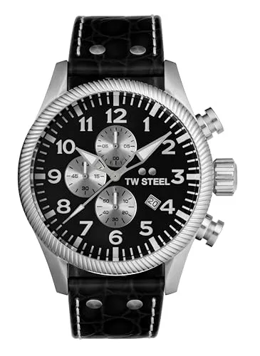 TW Steel Herren Chronograph Volante 2022 in der Farbe Schwarz mit Textilarmband, Gehäusedurchmesser: 48 mm, VS110