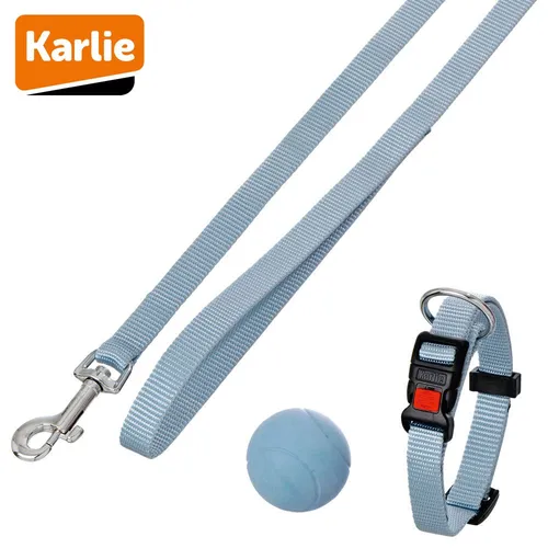 Karlie Welpen-Set Halsband Leine Ball - hellblau rosa - Puppy Hundewelpen Nylon