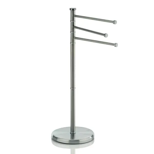 Handtuchhalter Swing Edelstahl silber matt 85,5cm - Eleganter Handtuchhalter aus mattem Edelstahl für Bad und WC, mit 3 schwenkbaren Stangen für optimale Platznutzung.