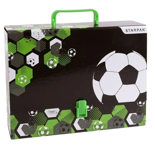 Fußball DICKER, Schulmappe mit Griff für Jungen, robust für Schule, FÜR SPIELER A4 XXL 9 cm (Fußball B)
