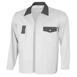 QUALITEX HIGH QUALITY WORKWEAR Arbeitsjacke 'basic 2-farbig' in weiß/grau, Größe 64 - Robuste Bundjacke aus 100% Baumwolle, ideal für den Arbeitsalltag. Atmungsaktiv, hautfreundlich und kochfest – perfekt für anspruchsvolle Einsatzbedingungen.