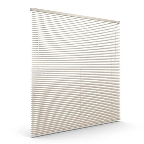 Victoria M. Aluminium Jalousie, 40 x 130 cm, Creme, Jalousie ohne Bohren, inkl. Klemmclips