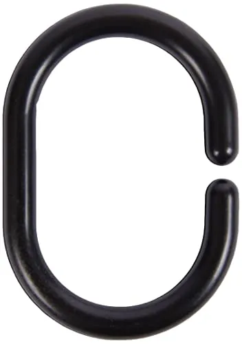 WENKO Duschvorhangringe Schwarz klein 12er Set - 13er Set, klein, Kunststoff, 3 x 4.5 cm, Schwarz