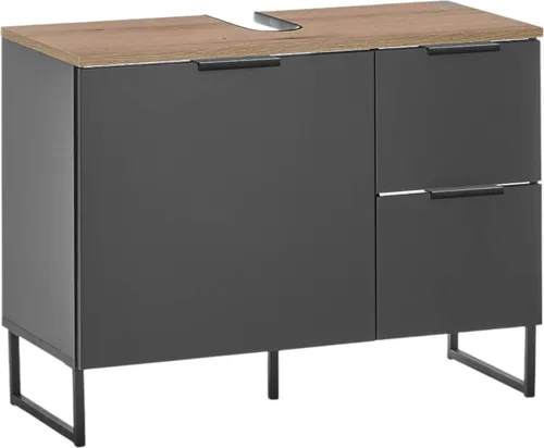 moebel-dich-auf Waschbeckenunterschrank Aspen 80 - Moderne Waschbeckenunterschränke in Schwarz oder Weiß matt mit Soft-Close-Funktion und stilvollem Evoke Eiche Oberboden für ein elegantes Badezimmer.