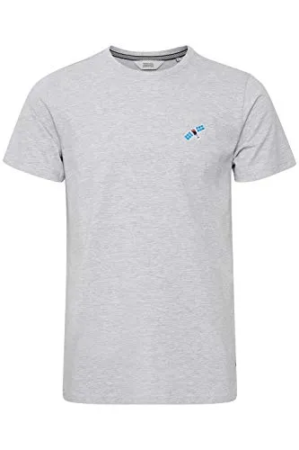 !Solid Thorge Herren T-Shirt Kurzarm Shirt mit Rundhalsausschnitt und Stickerei, Größe:L, Farbe:Light Grey Melange (1541011)