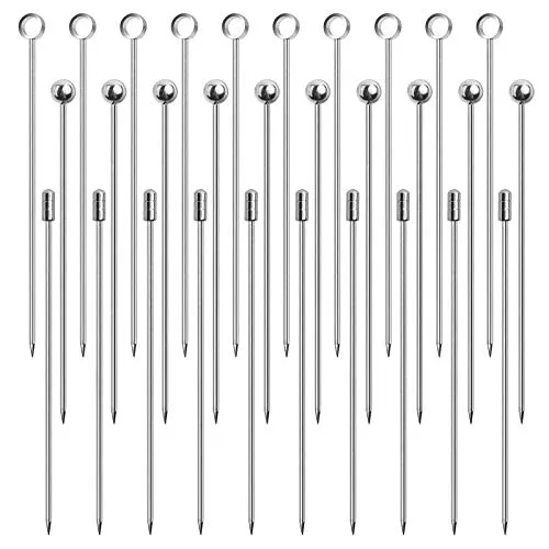 DONQL 30Stück Edelstahl Cocktailspieße 3Formen Cocktail Stick aus Edelstahl Stirrer Cocktail Wiederverwendbare Cocktail Fingerfood Sticks für Lecker Snacks Antipasti Cocktails Kirschen Citrus 11cm