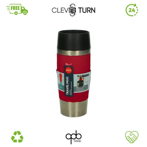 Emsa Travel Mug Classic Thermobecher, 360 ml, Isolierbecher hält 4h heiß, 8h kalt, 100 Prozent dicht, auslaufsicher, Quick-Press-Verschluss, 360 Grad-Trinköffnung, Kaffeebecher to go, Himbeer, 513550