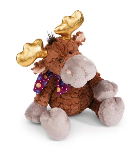 NICI Kuscheltier Elch Thure 27cm - Magisch und Kuschelig - Stofftiere & Teddybären - Der flauschige Elch Thure mit Goldgeweih und buntem Schal sorgt für Abenteuer und Kuschelspaß, ideal für Kinder und NICI Fans!