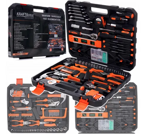 Werkzeugkoffer 168tlg Steckschlüssel Set CrV Zangen Schrauber Kfz Heim Garage