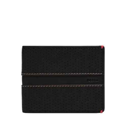 FOSSIL Rennsport Bifold With Flip ID Geldbörse schwarz - Elegante FOSSIL Geldbörse im Querformat, ausgestattet mit 6 Kreditkartenfächern und einem Sichtfach. Ideal für stilbewusste Männer, die Ordnung und Design schätzen.