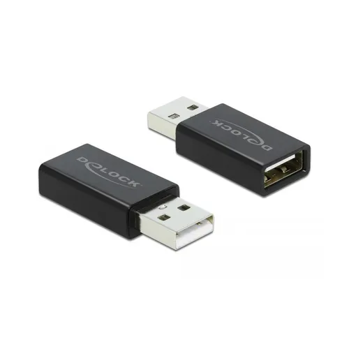 Delock USB Datenblocker, Adapter Typ-A Stecker zu Typ-A Buchse (2 A), schwarz