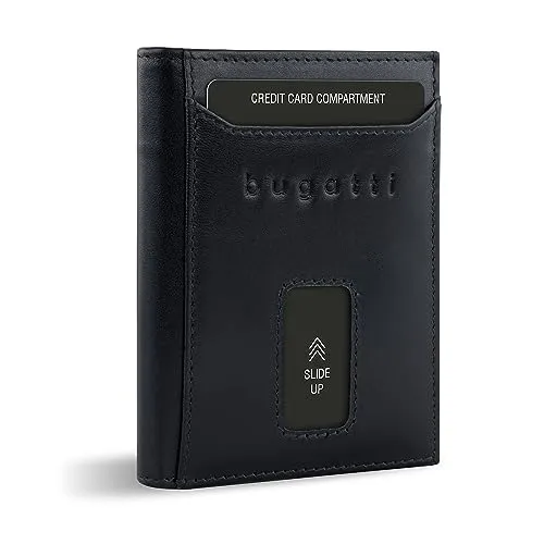 bugatti Secure Slim Mini Börse aus Leder mit RFID-Schutz - Koffer: Hochwertige Slim Wallet mit 7 Kartenfächern, RFID-Schutz gegen Datendiebstahl und handgefertigtem Rindleder für maximale Sicherheit und Stil.