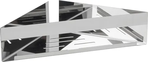 WENKO Turbo-Loc Eckablage Genova Shine - Badezimmerablage aus rostfreiem Edelstahl, ohne Bohren anbringbar und ideal für platzsparende Aufbewahrung von Pflegeprodukten. Elegantes Design für ein schickes Badezimmerambiente.