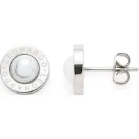 Leonardo Damen-Ohrstecker Matrix Perla - Ohrringe für Damen, aus Edelstahl mit edlem Perlmutt-Cabochon und stilvoller Leonardo-Gravur, ideal für jeden Anlass.