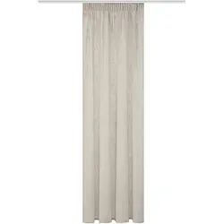 Home Basics Vorhang SOFTY, Kombibandschal in taupe - Gardinen mit halbtransparentem Design, ideal für stimmungsvolle Lichtakzente und pflegeleicht aus 100% Polyester, Maße: 140 cm x 225 cm.