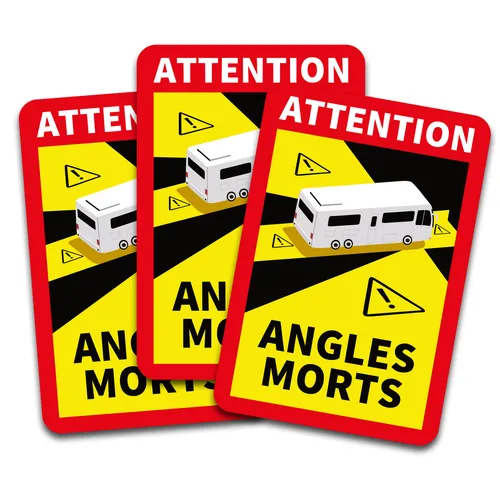 3x Angles Morts Aufkleber Warnung Toter Winkel uv beständig Wohnmobil R145