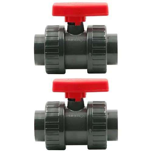 HAF 2x PVC 2-Wege Kugelhahn 63mm mit rotem Griff | Klebemuffe x Klebemuffe - Praktischer 2-Wege Kugelhahn aus robustem PVC für vielseitige Verrohrungen. Ideal für Pool- und Teichbau, hohe Witterungsbeständigkeit und langlebig. Perfekt für den professionellen Einsatz.