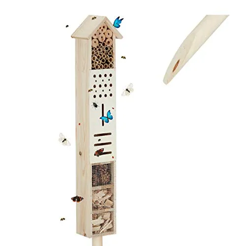 Relaxdays Insektenhotel aus Holz für Schmetterlinge und Wildbienen