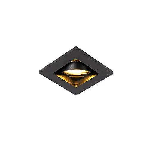 Qazqa Einbaustrahler, Einbauleuchte - Qure - Schwarz, max. 50W, Geeignet für LED, 10cm, Quadratisch, Ideal als Flur, Küche lampe und Schlafzimmerlampe
