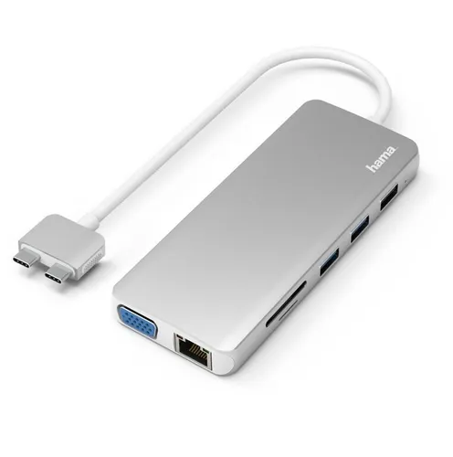 Hama USB C Hub 12 Ports Dockingstation für MacBook Pro/Air - 4K HDMI, Gigabit Ethernet, schnelle Datenübertragung und vielseitige Anschlussmöglichkeiten