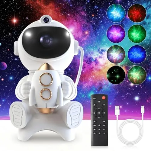 Astronaut Projektor Nachtlicht LED Sternenhimmel Projektor für Kinder, Bluetooth Sternenprojektor mit 8 Modi & Timer, Lichtprojektor Galaxy Projektor für Zimmer Party Weihnachten Geburtstag Geschenke