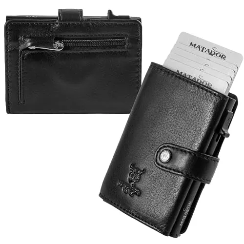 MATADOR Slim Wallet Miami – Elegante Leder Geldbörse mit RFID-Schutz - Herren-Geldbörse mit smartem Kartenmanagement, 7 Fächern und Münzfach. Ideal für Ordnungsliebhaber und in edler Geschenkverpackung.