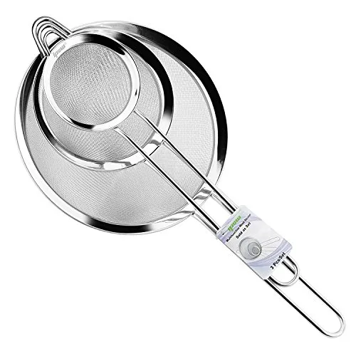 ipow Edelstahl Sieb Küchensieb Set 7/12 / 18cm, feinmaschig Kochsieb für Küche Mehl Quinoa Reis Nudeln Puderzucker und Mehr