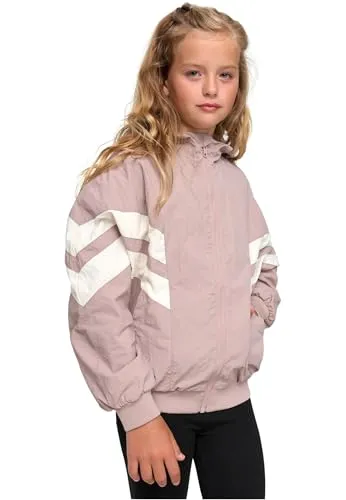Urban Classics Damen Girls Crinkle Batwing Jacket duskrose/whitesand, 122/128 - Funktionsjacken aus atmungsaktiven Materialien, ideal für den Übergang oder Reisen. Leicht und komfortabel, perfekt für Frühling und Herbst.