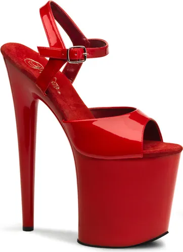 Pleaser | High Heels - Flamingo-809 - Rot - EU 38 - 20 cm Absatz - Plateau Sandaletten - Extrem Hohe Schuhe